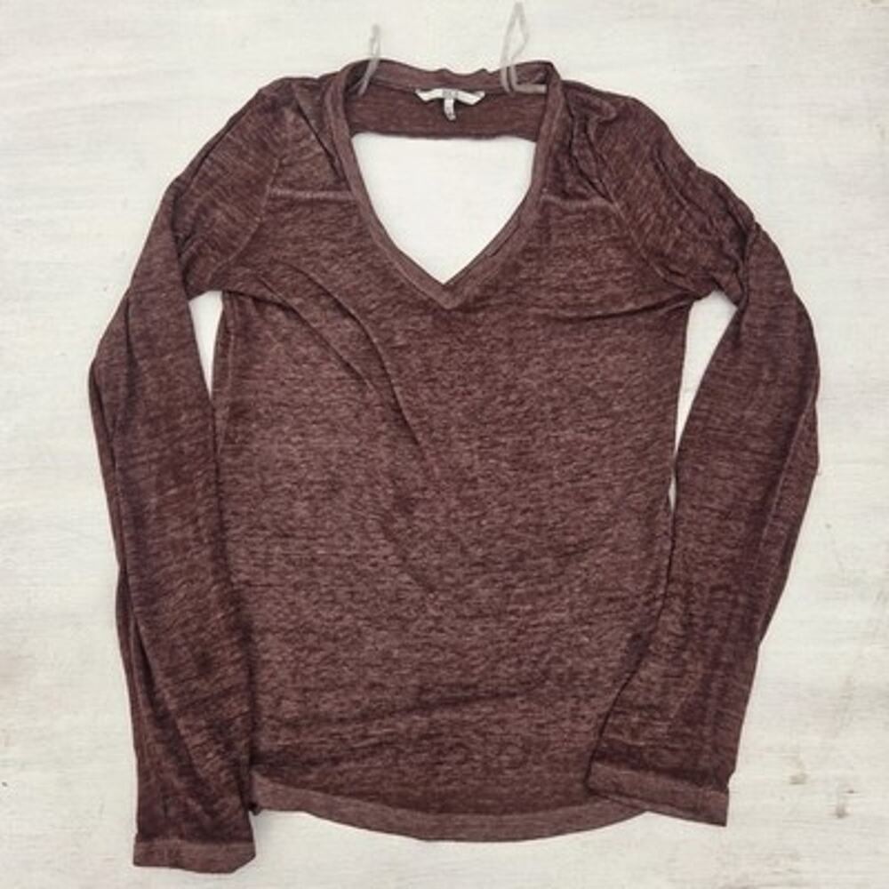 BKE Womens Shirt Size XS Maroon Open Back Thin Lightweight Top Long Sleeve